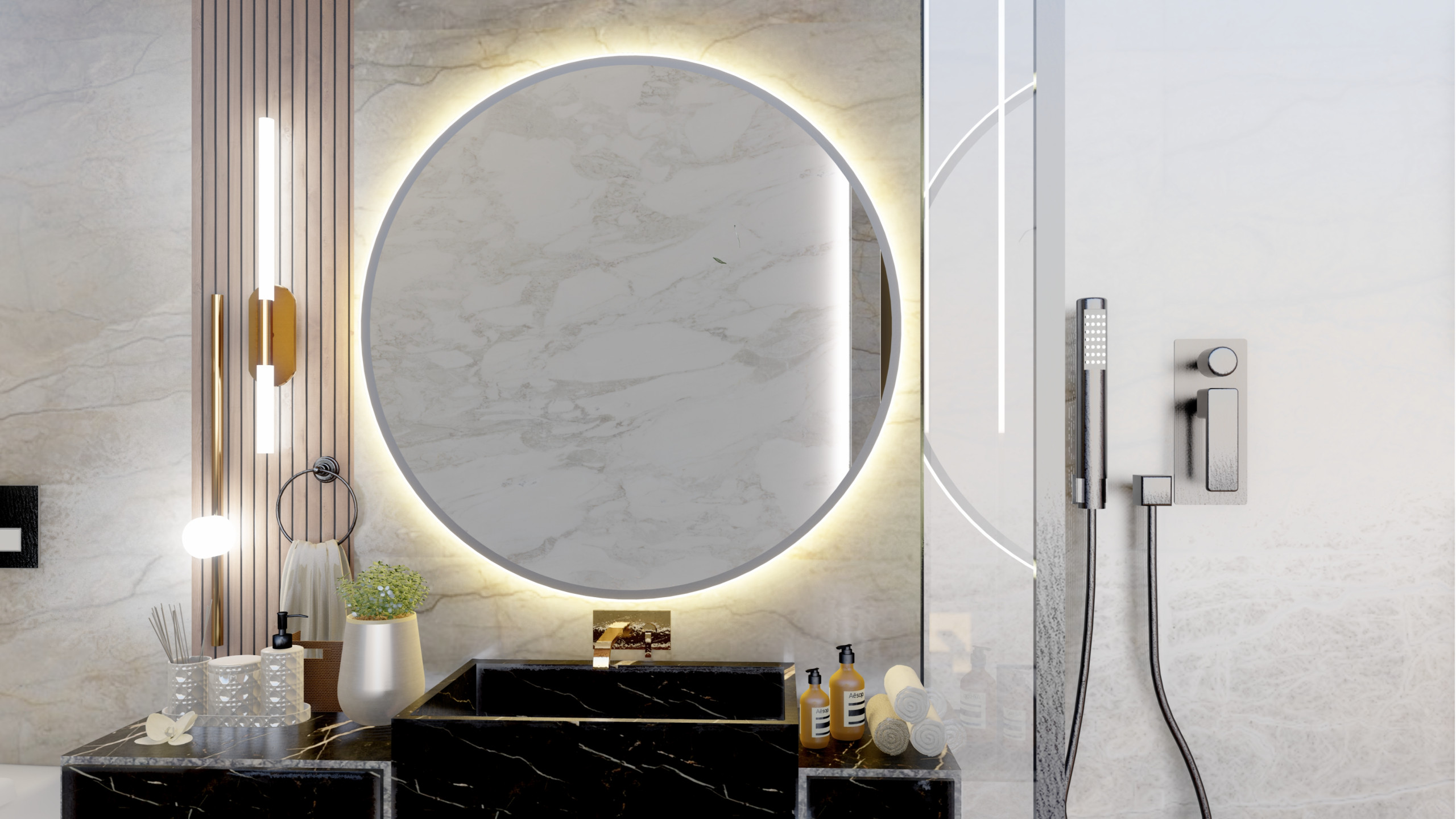 Lavish Bathroom with Marble Accents in Sevenoaks
