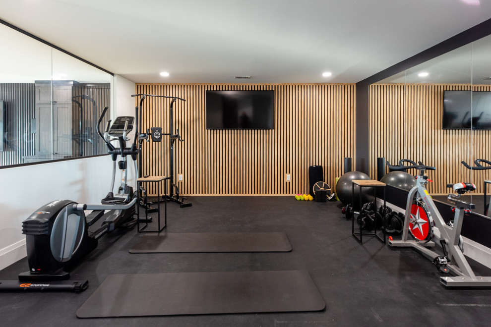 Inspiration for a contemporary home gym remodel in Denver