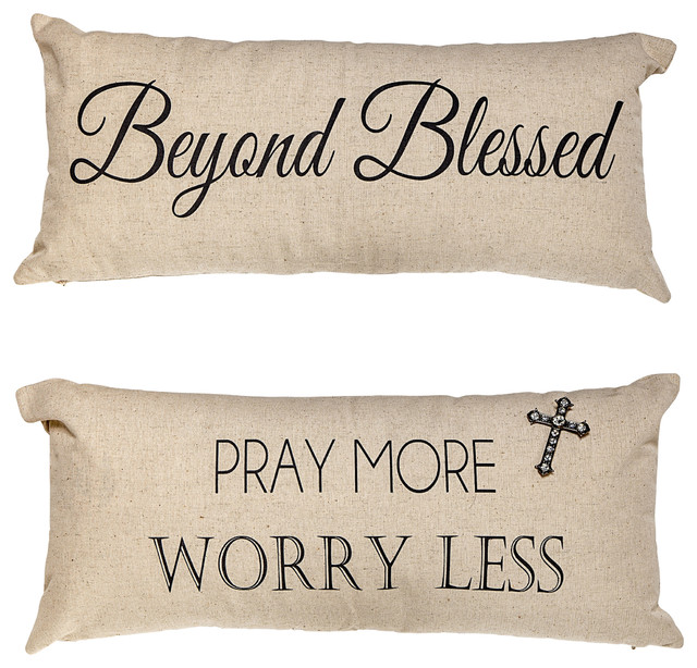 Blessed Prayer Spritual Quote Double Sided Pillow With Removable Cross Pin  - Contemporary - Decorative Pillows - by Evelyn Hope Collection | Houzz