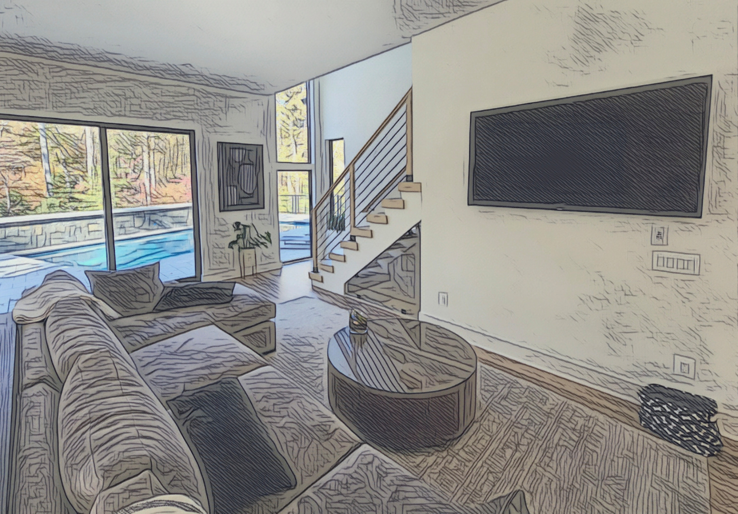 111_Open-Rise Stair with a Stunning Pool View, Great Falls, VA 22066