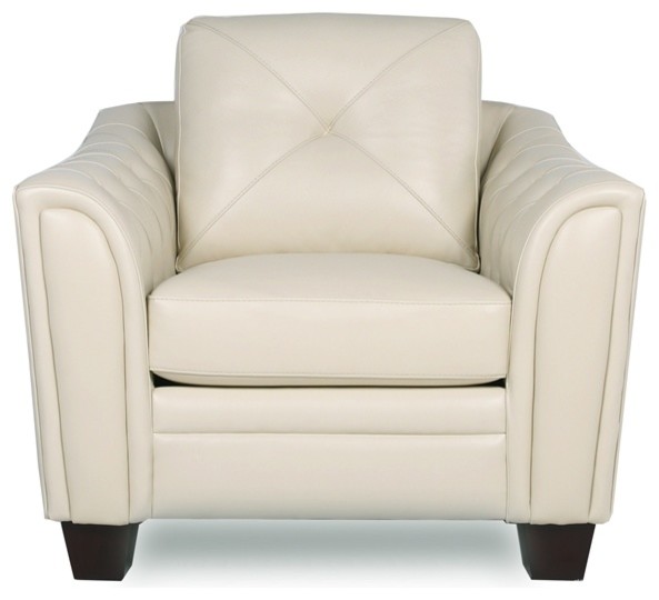 Maklaine 21'' Transitional Leather Upholstered Tufted Accent Chair in