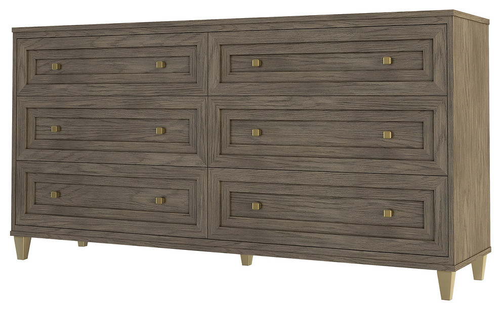 Maison 55 Claiborne Modern Classic Grey Wood 6 Drawer Dresser