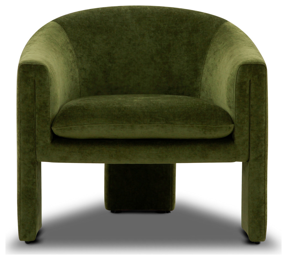 Poly and Bark Ennis Lounge Chair in Distressed Green Velvet