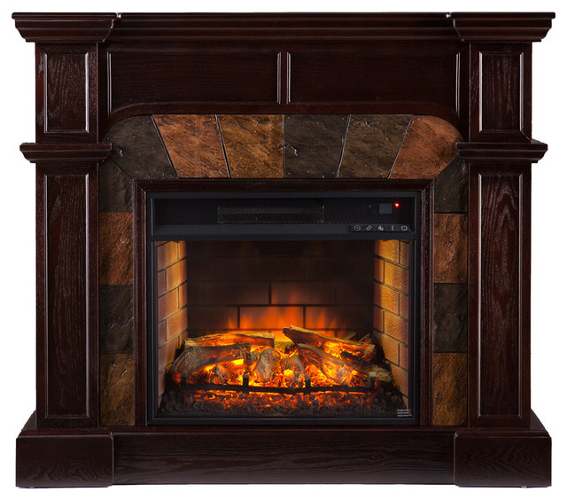Joliet Corner Faux Stone Infrared Fireplace Traditional