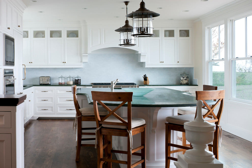Example of a beach style kitchen design in Boston