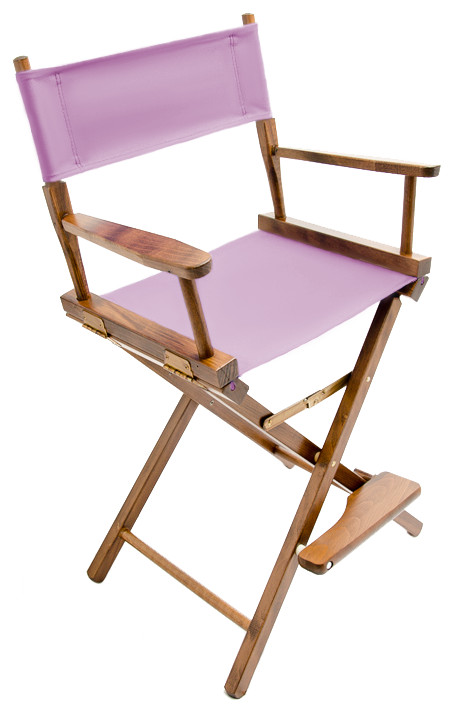 Gold Medal 24" Walnut Contemporary Director's Chair, Piggy Pink
