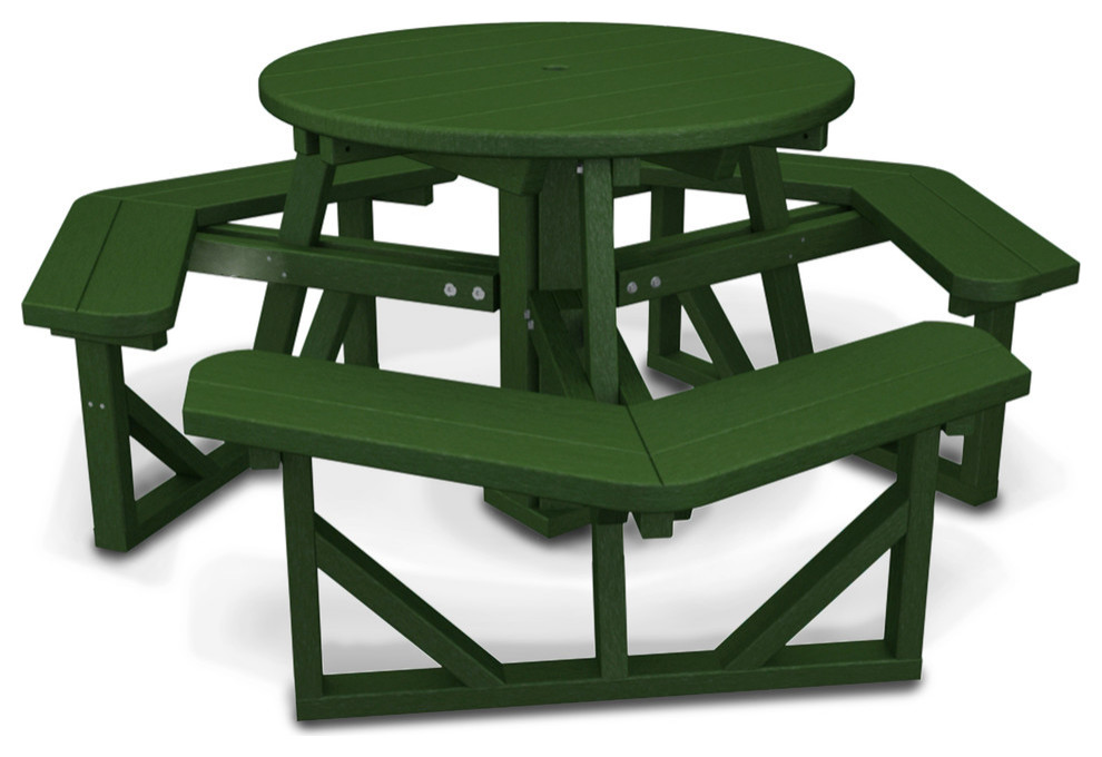 Polywood Park 36" Round Picnic Table Contemporary Outdoor Dining
