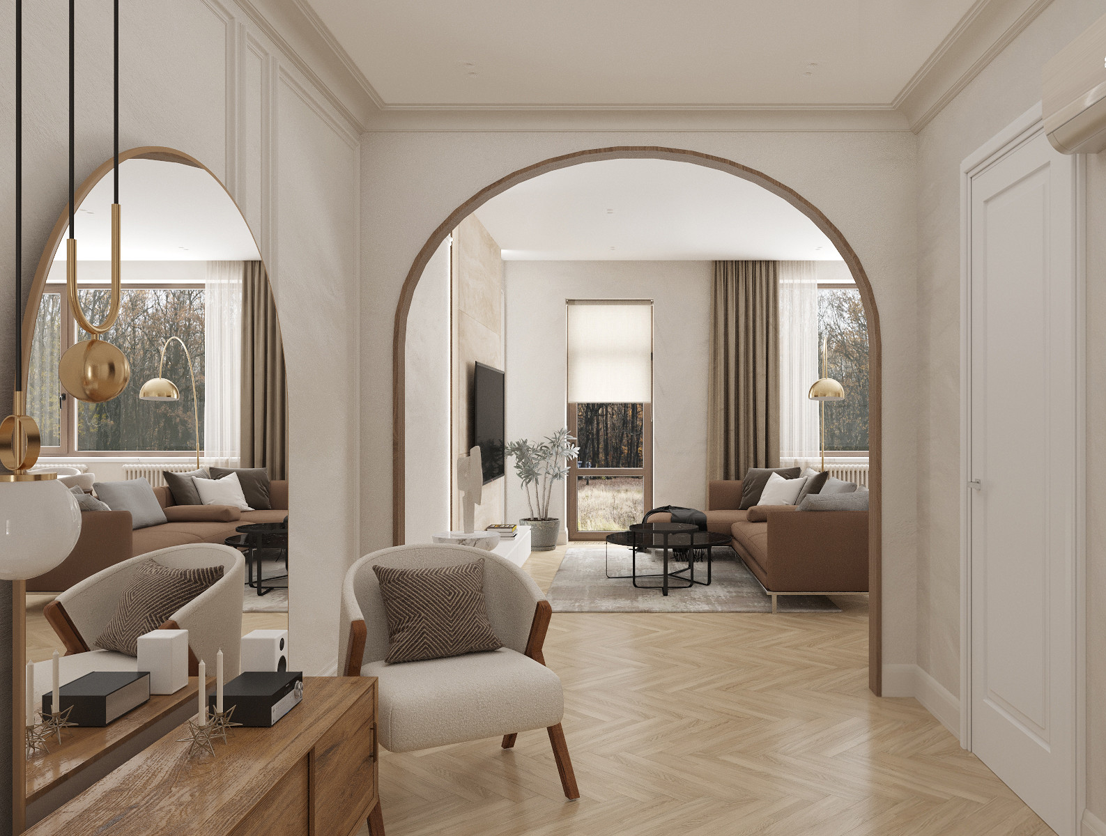 Современный таунхаус в теплой бежевой гамме