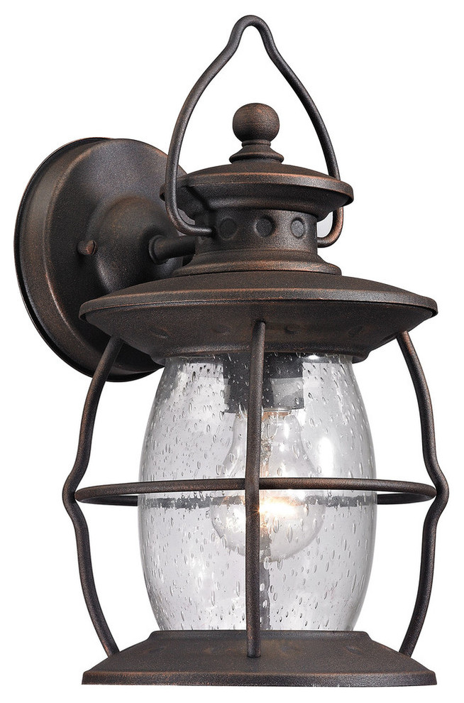 Village Lantern 1-Light Outdoor Sconce, Weathered Charcoal