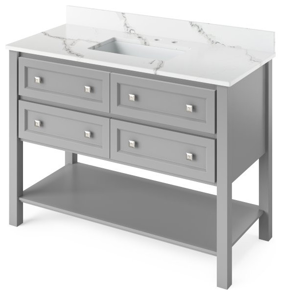 Jeffrey Alexander Adler 48" Grey Single Sink Vanity With Quartz Top