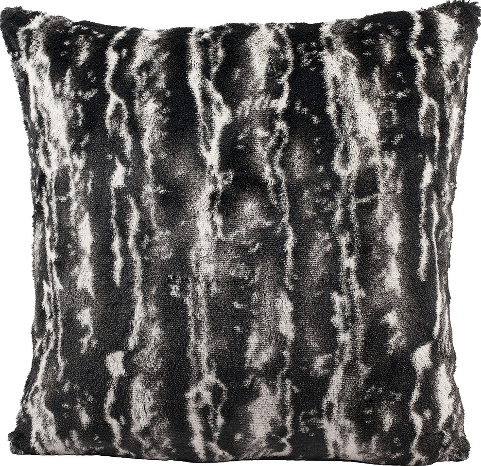 Mina Victory Fur Black & Silver Mix Black/Silver Throw Pillow