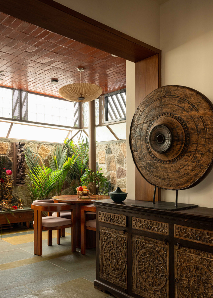 This is an example of a tropical living room in Bengaluru.
