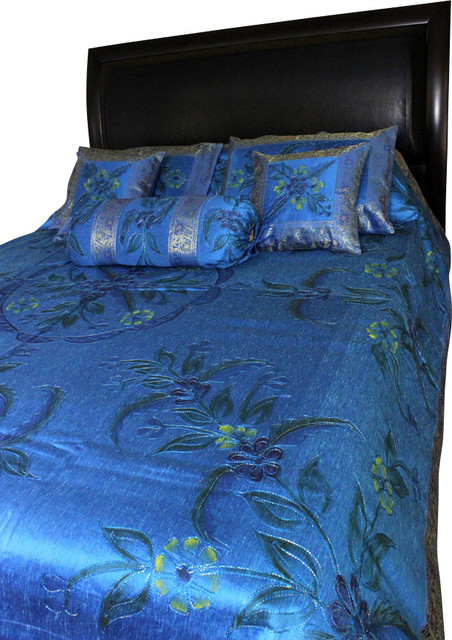 Hand Painted Fl 7 Piece Duvet Cover Set Asian Covers And Sets By Banarsi Designs - Ocean Blue Queen Bedding Hand Painted Fl 7 Piece Duvet Cover Set Asian Covers And Sets By Banarsi Designs - Ocean Blue Queen Bedding