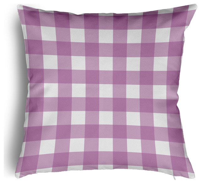 Gingham Plaid Accent Pillow With Removable Insert, Orchid, 18"x18"