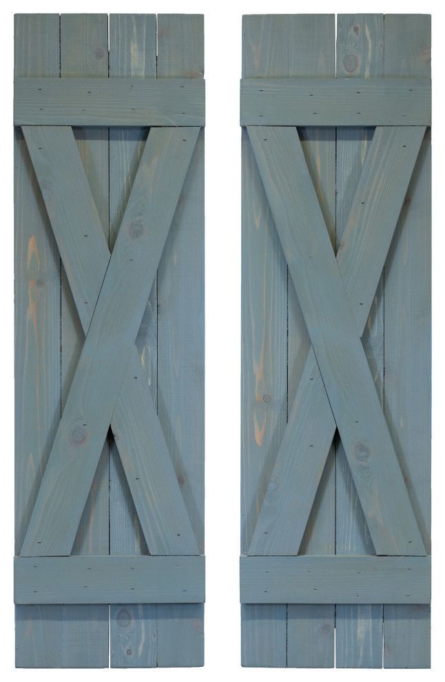 X Board and Batten Exterior Shutters Pair, 42" Exterior Shutters by