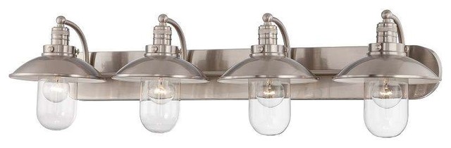 Minka Lavery Downtown Edison 4 Light Bathroom Vanity Light In Brushed Nickel Traditional Bathroom Vanity Lighting By Mylightingsource Houzz