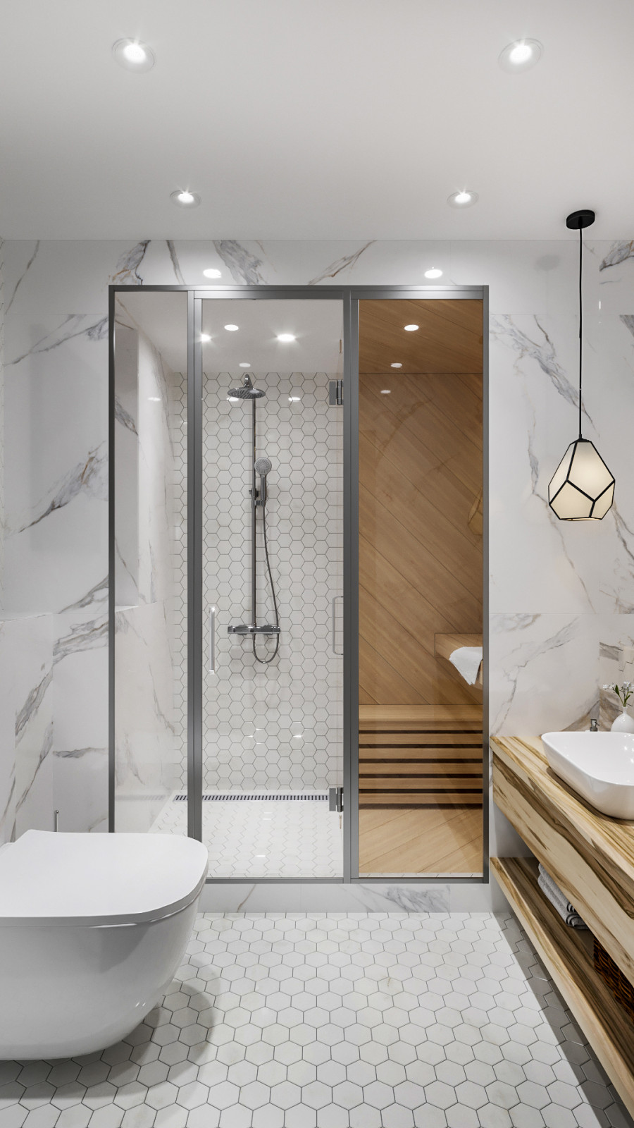 Ванная комната с ИК-сауной и душевой кабиной