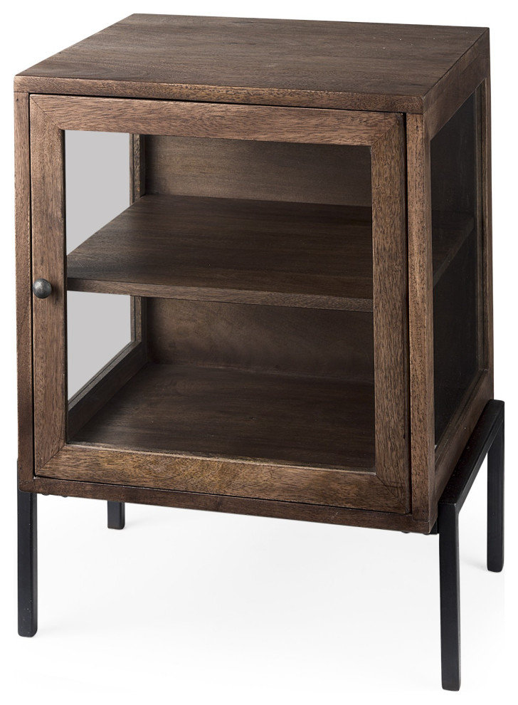 Rustic Dark Brown And Black Shadowbox Industrial Side Tables And End Tables by Ami