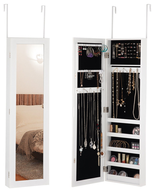 Costway Door Mounted Mirrored Jewelry Cabinet Armoire Storage