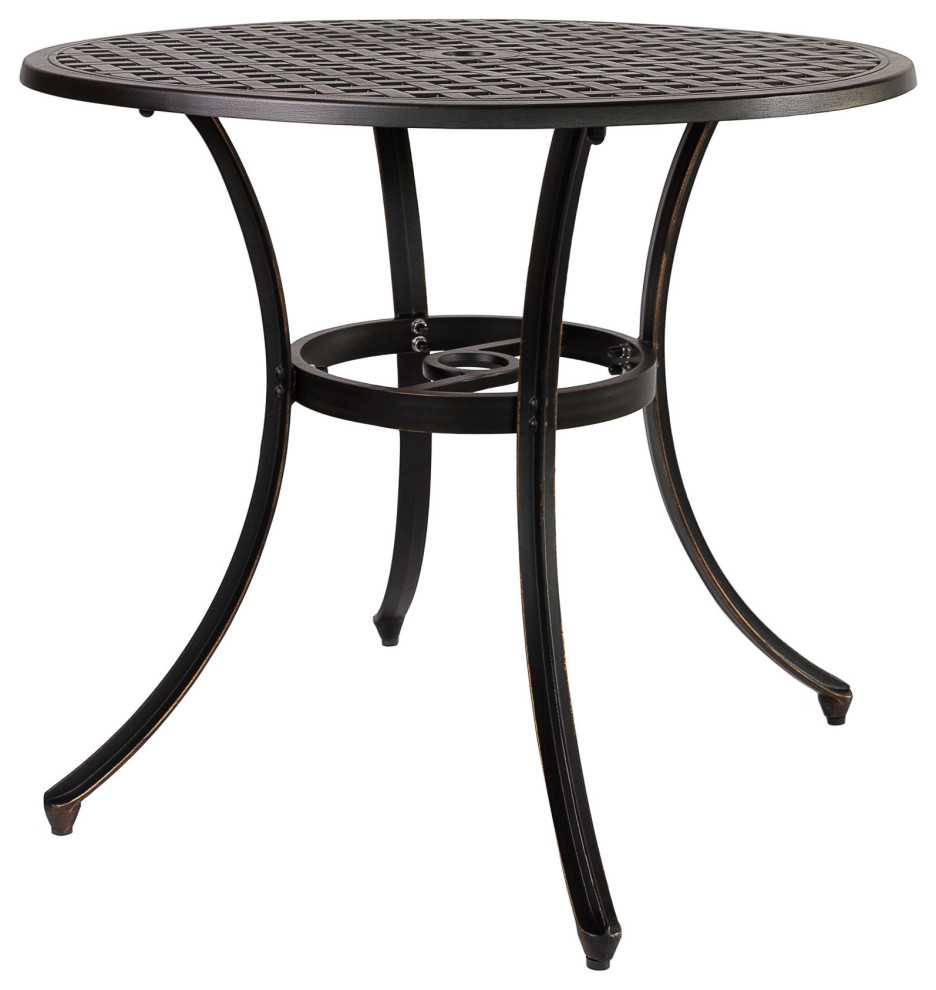 Kinger Home Outdoor Patio Dining Table Large Round Cast Aluminum Table