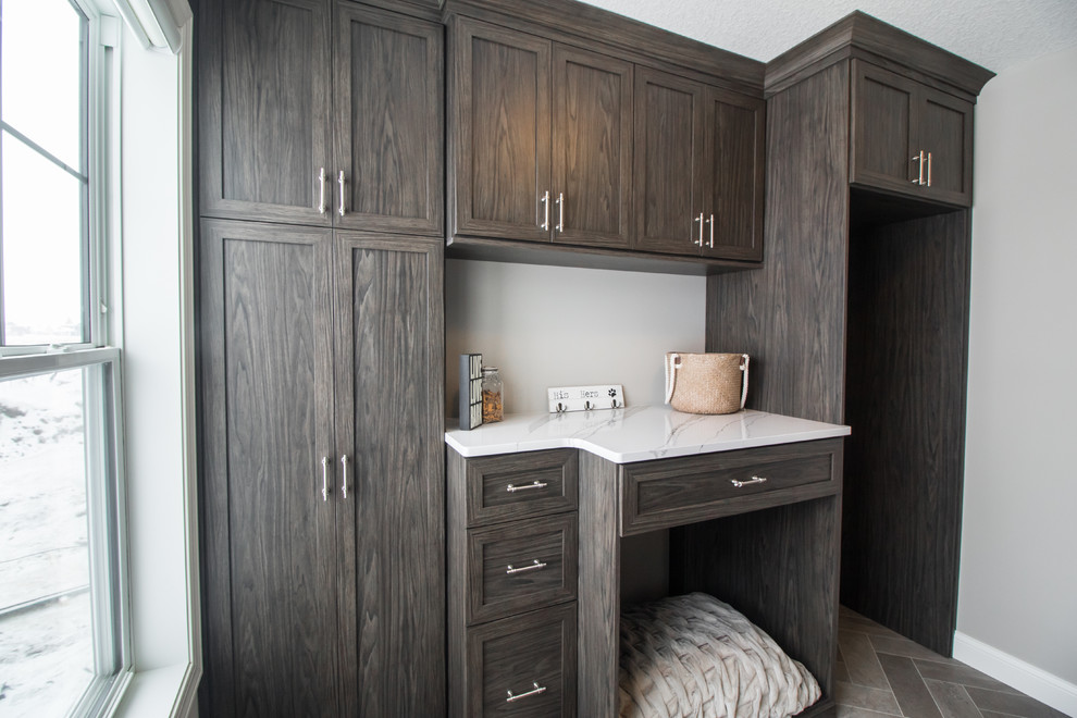 Contemporary Office Laundry Room Combo with Dog Features 