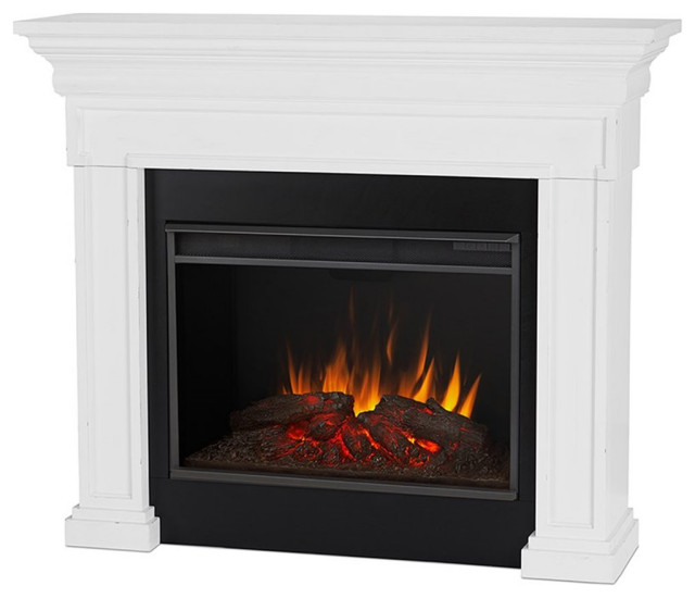 Real Flame Emerson 56" Wood Grand Electric Fireplace in Rustic White