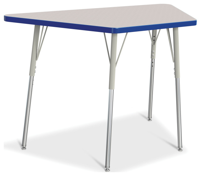 Berries Trapezoid Activity Tables 24" X 48", Aheight Gray/Blue