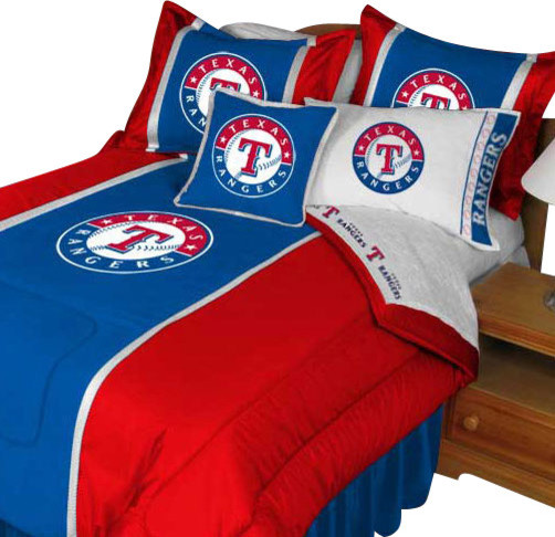 MLB Texas Rangers Comforter Pillowcase Baseball Bedding, Twin