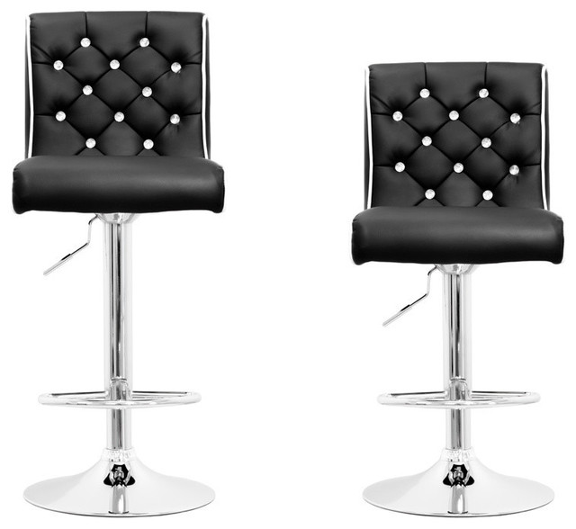 Furniture Import Export Inc Modern Swivel Bar Stool With Modern Swivel Bar Stool With Crystals And Tufted Look Set Of 2