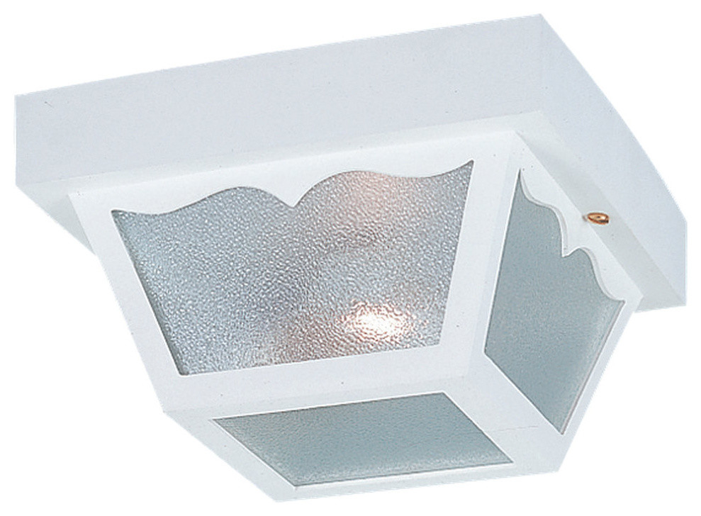 Outdoor Ceiling Two Light Outdoor Ceiling Flush Mount, White