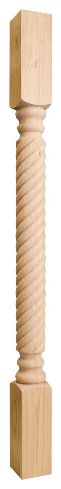 Wood Post with Rope Pattern (Island Leg) 3"x3"x42" Species, Rubberwood
