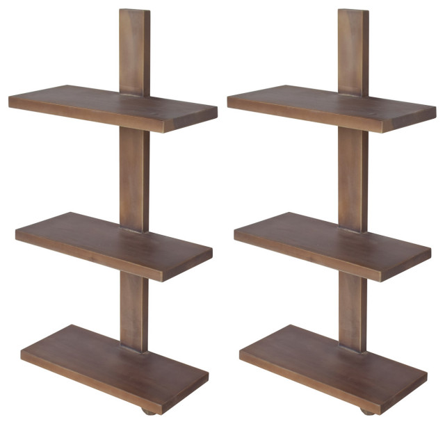 3Shelf Hanging Accent or Wall Shelf, Natural Transitional Display