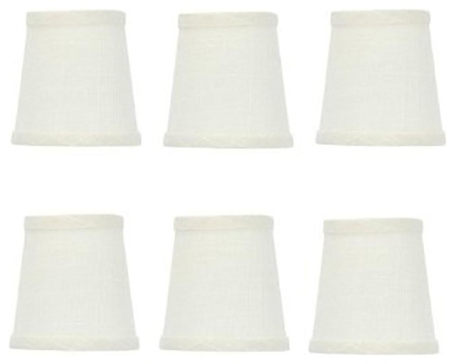 Retro Drum 4 Clip On Chandelier Lampshades White Linen Set Of 6 Traditional Lamp Shades By Upgradelights Houzz Traditional Lamp Shades, Lamp Shades Clip On Chandelier