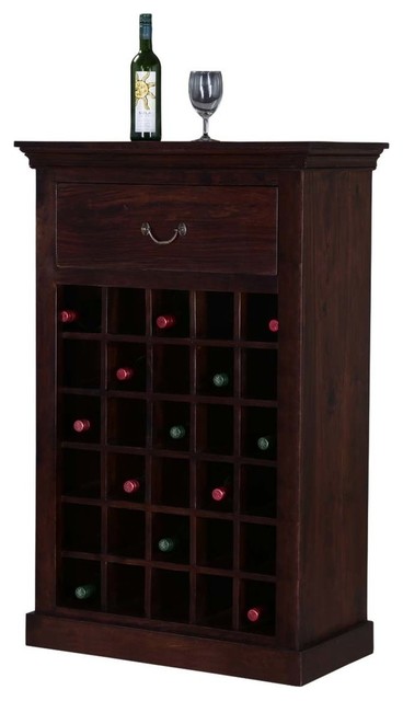 Cecil Rustic Solid Wood 30 Bottle Wine Rack Cabinet Traditional Wine And Bar Cabinets By Sierra Living Concepts