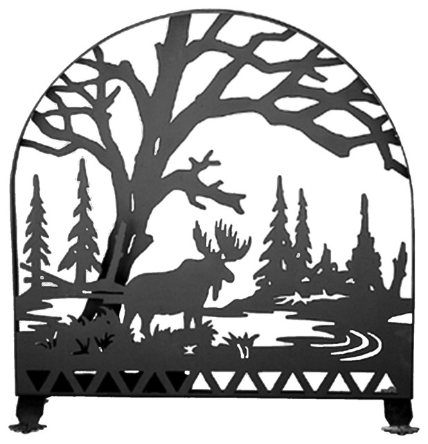 Moose Creek Arched Fireplace Screen Rustic Fireplace Screens