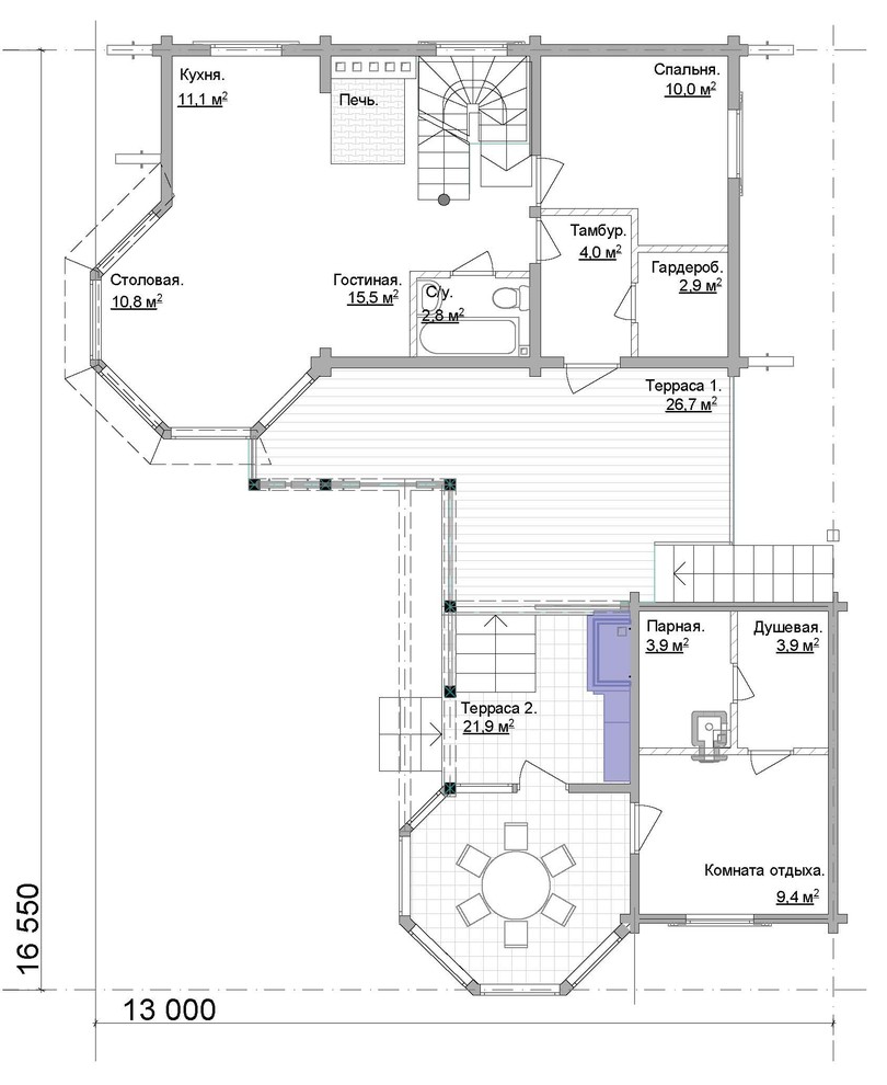 Загородная усадьба из клееного бруса Комфорт