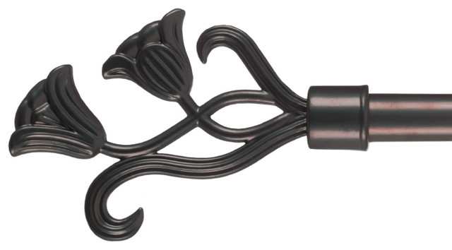 Curtain Rod And Decorative Floral Finials 48 86 Traditional
