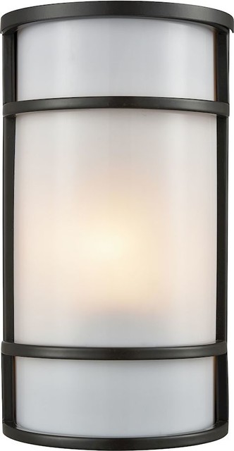 Bella Outdoor Wall Sconce Oil Rubbed Bronze With a White Acrylic Diffuser, Oil