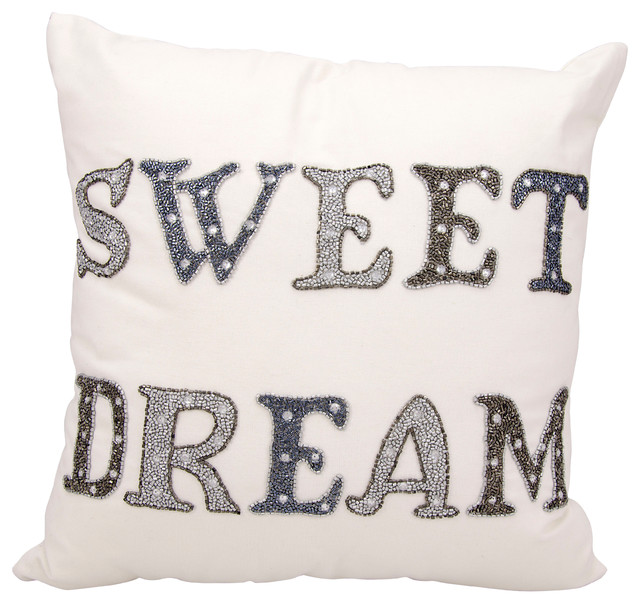 Nourison Sweet Dreams White Pillow 18 X 18 Contemporary