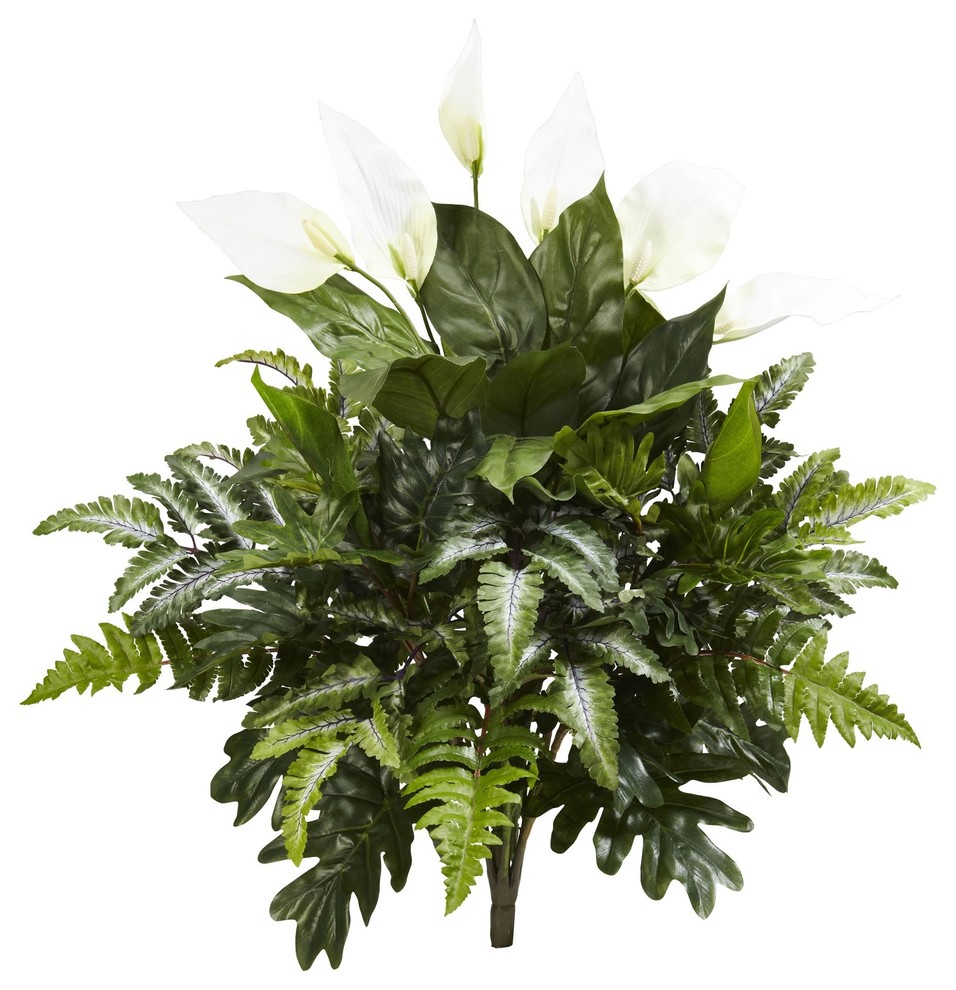Artificial Plant 27 Inch Mixed Spathifyllum Plant Set of 2of 2