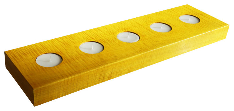 Yellow tiger maple oversize tealight candle holder