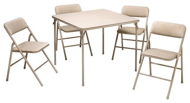 Cosco Folding Table And 5 Piece Chairs Set Tan