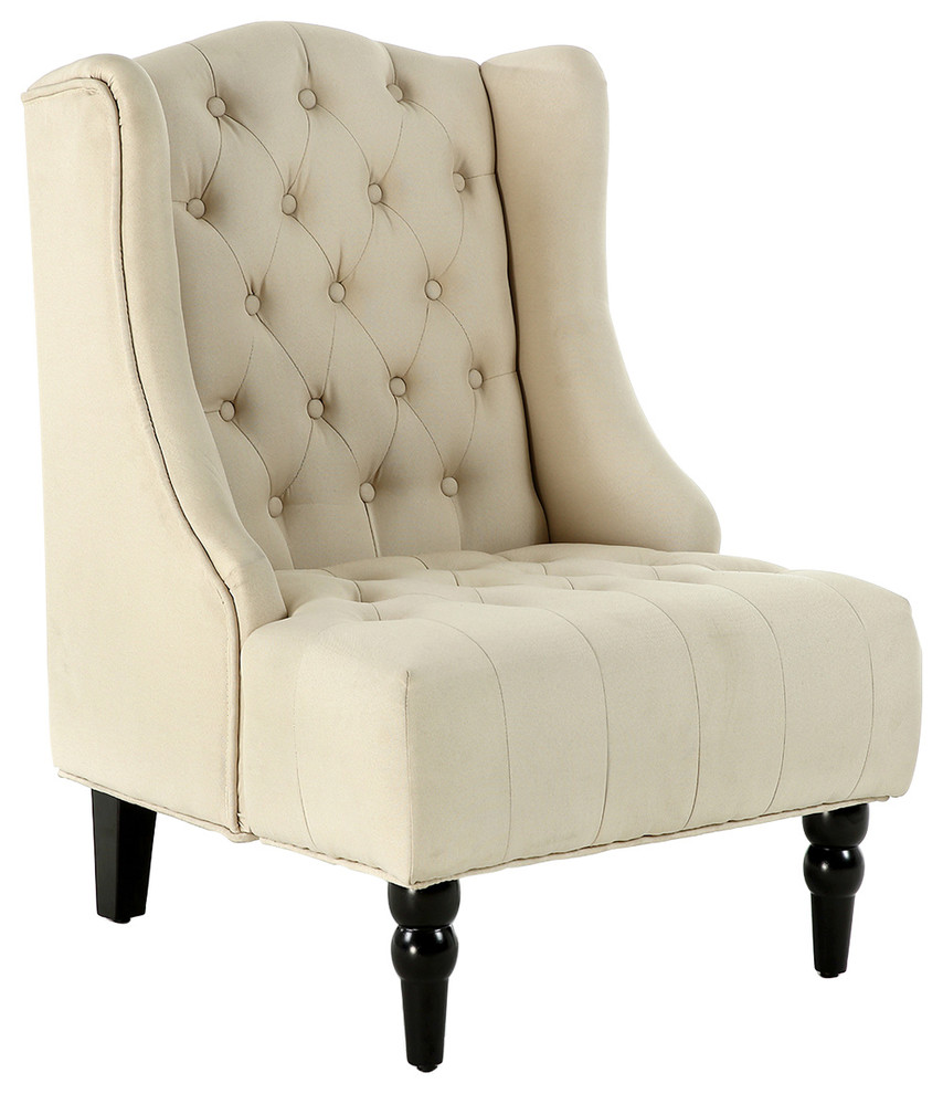 Tall Wingback Tufted Fabric Accent Chair With Nail Head - Traditional