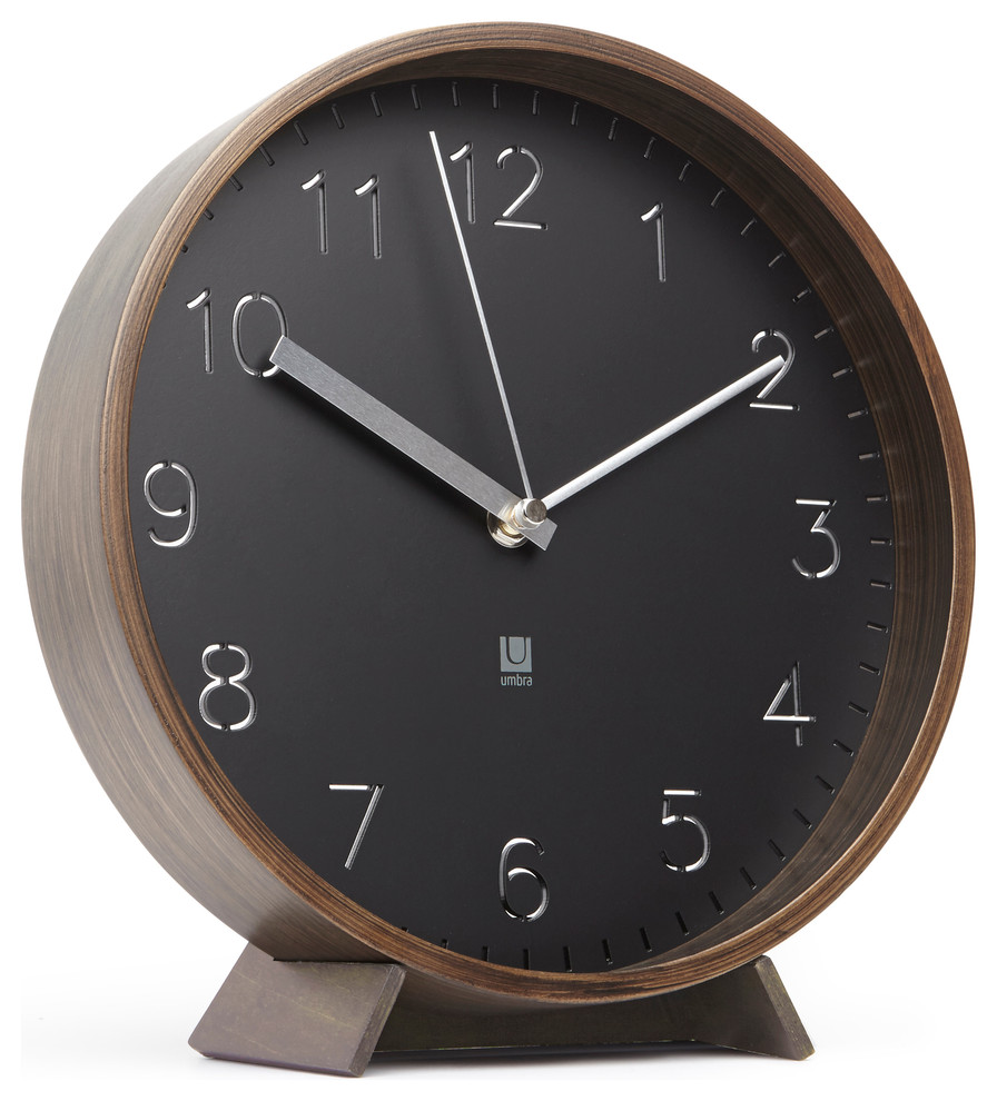 Rimwood Clock With Stand - Contemporary - Desk And Mantel Clocks - by Umbra  | Houzz