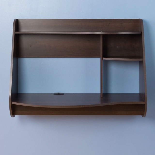 Espresso Wall Mount Modern Floating Desk For Laptop Computer Or