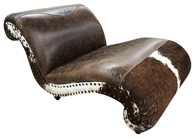 Panhandle Western Cowhide Double Chaise, Indoor Chaise Lounge Chairs Canada