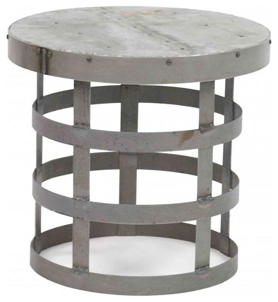 Coffee Table Cocktail Oyster Gray Galvanized Tin Cold-Rolled Ste