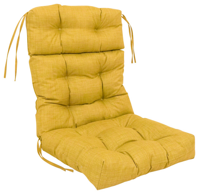 22"x45" Spun Polyester Solid Outdoor Tufted Chair Cushion Yellow