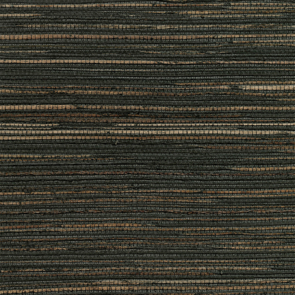 Shandong Charcoal Ramie Grasscloth Wallpaper, Sample Wallpaper by