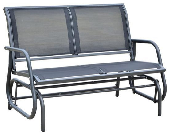 Loveseat Glider Bench 2 Seat Red Steel Frame Finish Outdoor Patio Furniture 